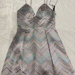 Chinese Laundry Silver and Pastel Mini Dress